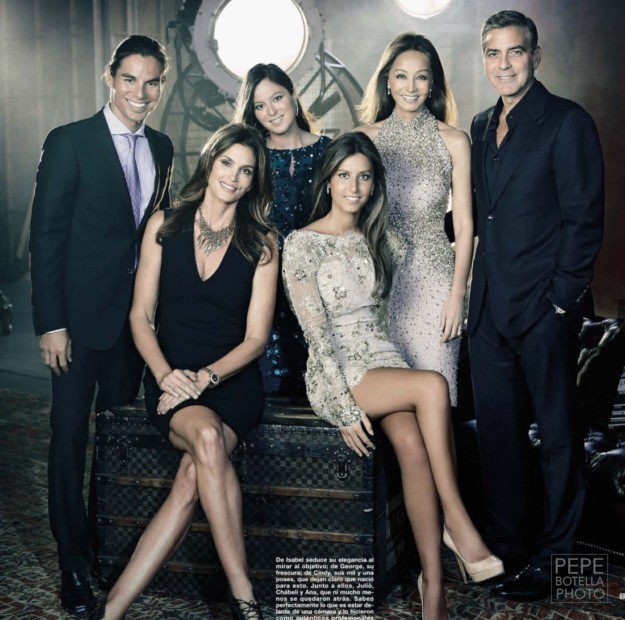 Ana Boyer, Isabel Presyler,Cindy Crawford, Chaveli Iglesias, Julio Iglesias, Jr, George Clooney